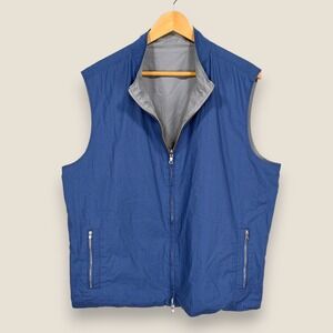 Peter Millar Crown Crafted Excursionist Reversible Vest Men XL Blue Gray Zip